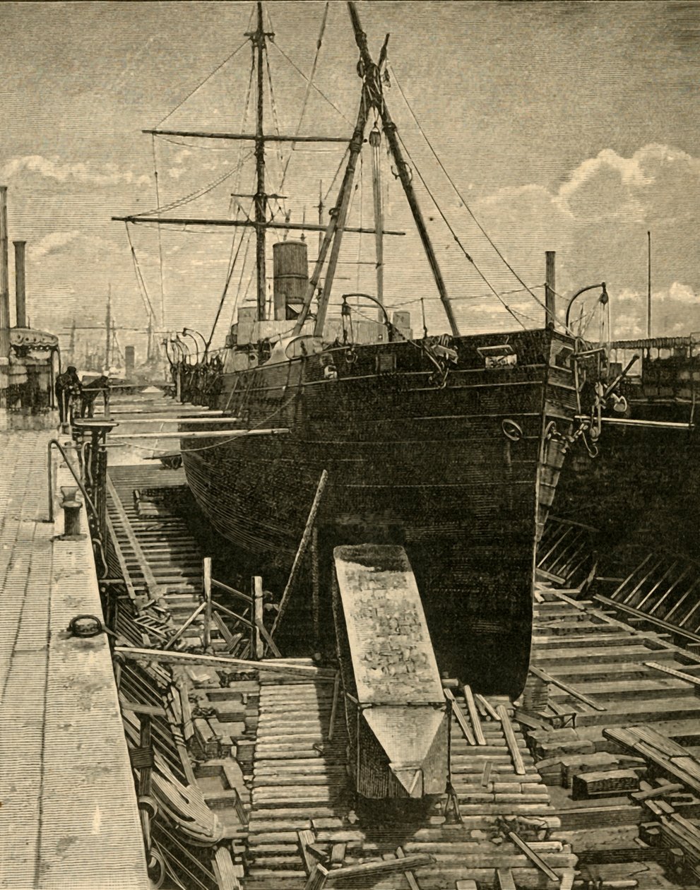 Obeliskin laittaminen höyrylaivan otteeseen, 1881. tekijältä Unbekannt