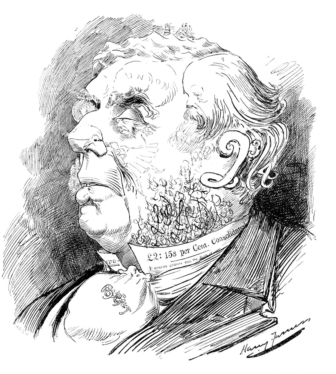 Palapelin pää, joka kuvaa brittiläistä poliitikkoa George Joachim Goschenia, Punchista, 1899 tekijältä Unbekannt