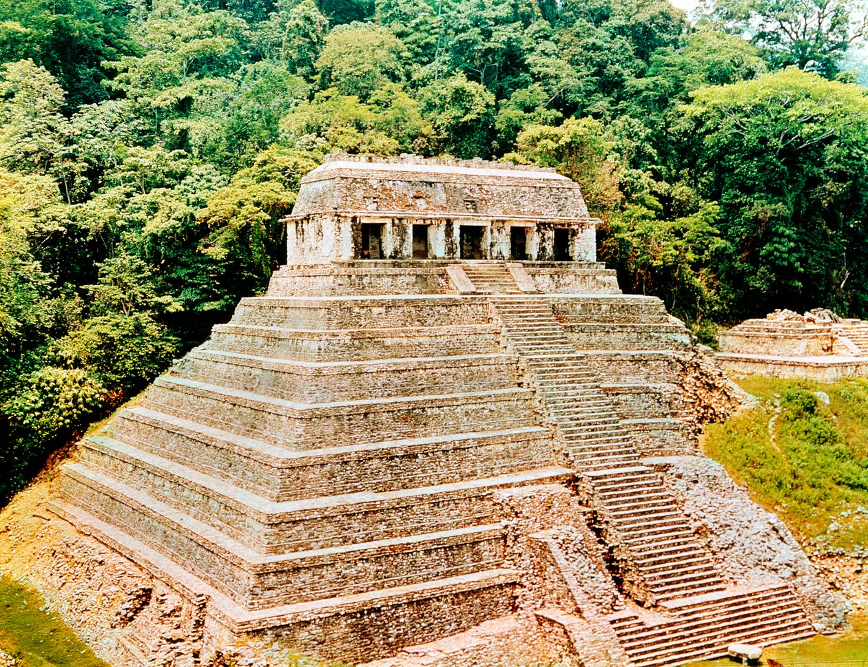 Pyramid ja Temple-of-the-Inscriptions, Palenque, Meksiko, 7. vuosisata tekijältä Unbekannt