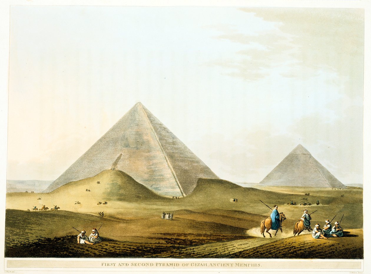 Pyramidit Gizassa, Egyptissä, 4. dynastia, vanha valtakunta, 2500-luku eKr. 1801 tekijältä Unbekannt