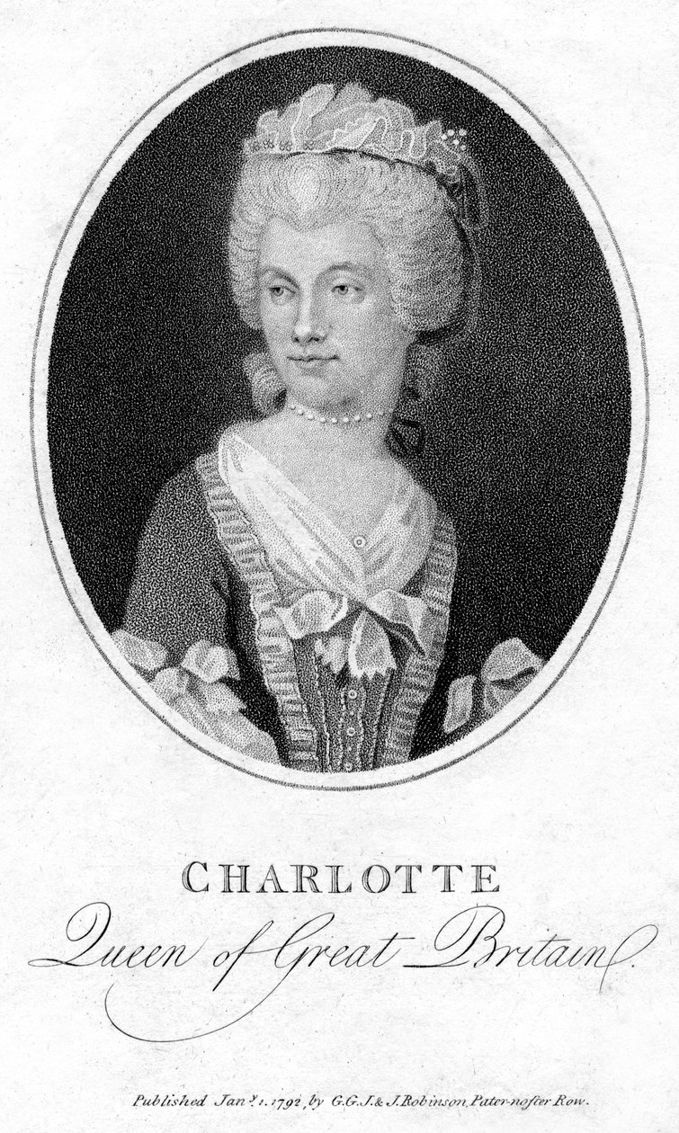 Kuningatar Charlotte, George III:n kuningatar puoliso, 1792 tekijältä Unbekannt