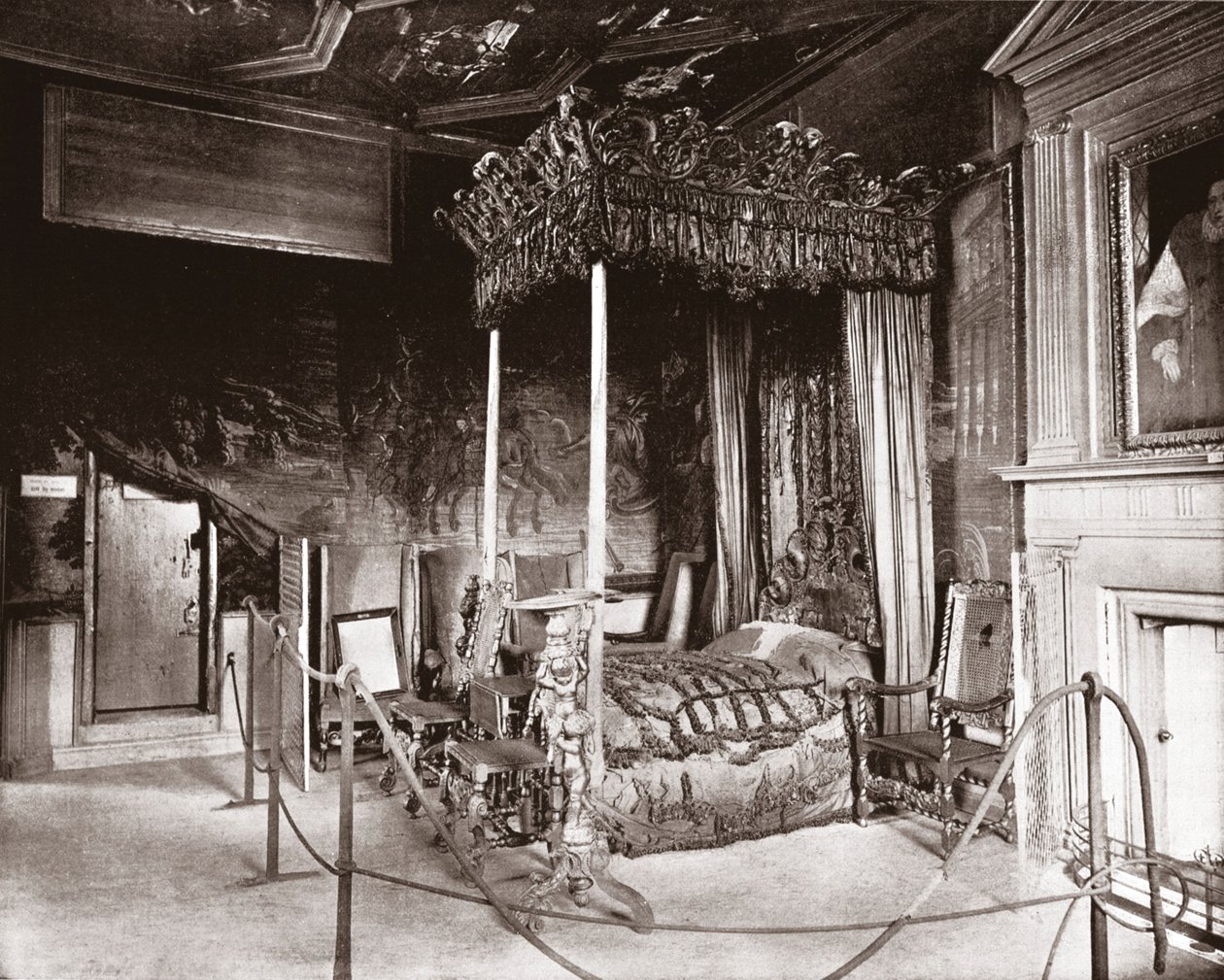 Queen Marysin makuuhuone Holyroodhousessa, Edinburghissa, Skotlannissa, 1894. tekijältä Unbekannt