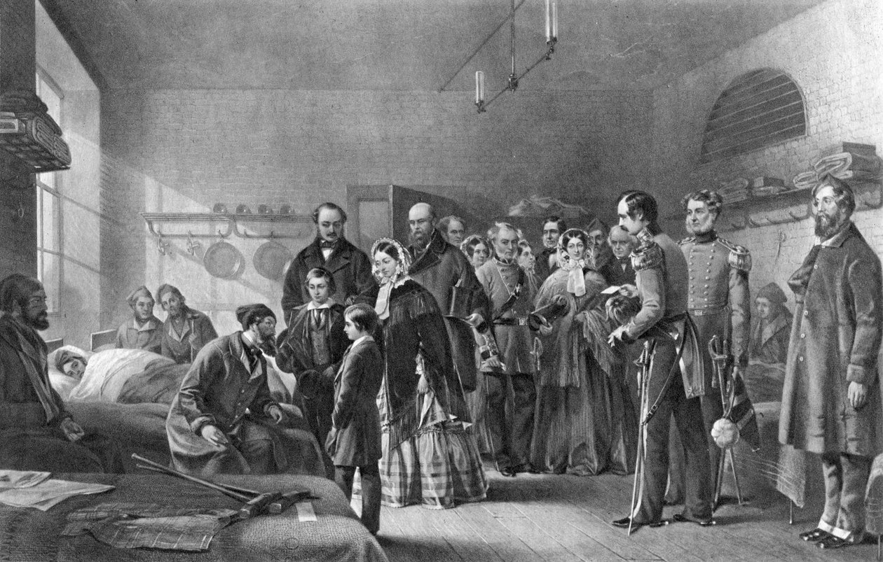 Kuningatar Victoria 1819-1901 haavoittuneiden sotilaiden luona, 1800-luku tekijältä Unbekannt