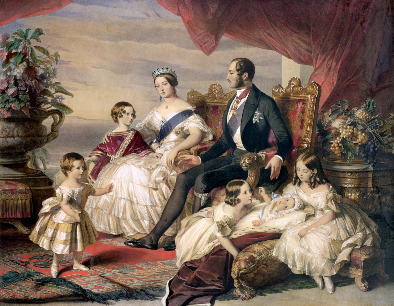 "Kuningatar Victoria ja prinssi Albert viiden lapsensa kanssa", 1846 tekijältä Unbekannt