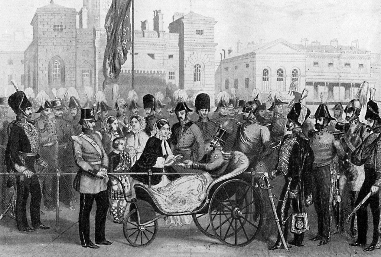 Kuningatar Victoria jakaa mitaleja, 18. toukokuuta 1855, 1920 tekijältä Unbekannt