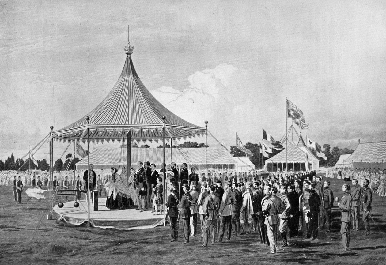 Kuningatar Victoria ampui ensimmäisen laukauksen Wimbledonissa, heinäkuussa 1860, vuonna 1920 tekijältä Unbekannt