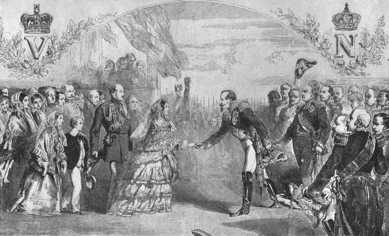 Keisari Napoleon III otti kuningatar Victorian vastaan Boulognessa 18. elokuuta 1855 1901. tekijältä Unbekannt