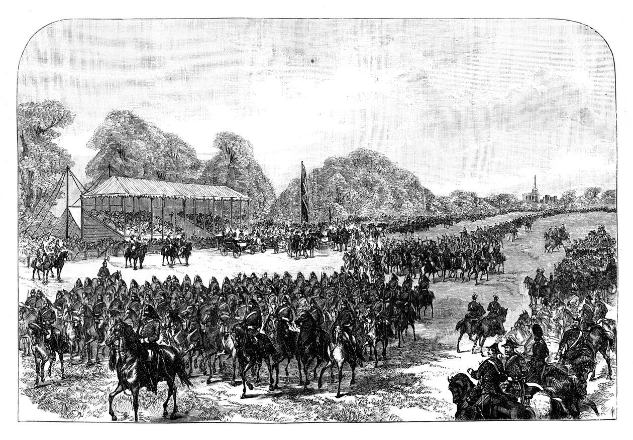 Kuningatar Victoria arvioi vapaaehtoisia Great Parkissa, Windsorissa, Berkshiressä, 1800-luvun lopulla tekijältä Unbekannt