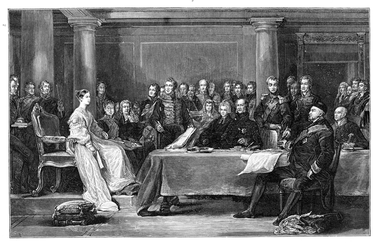 Kuningatar Victorian ensimmäinen neuvosto, vuonna 1837 tekijältä Unbekannt