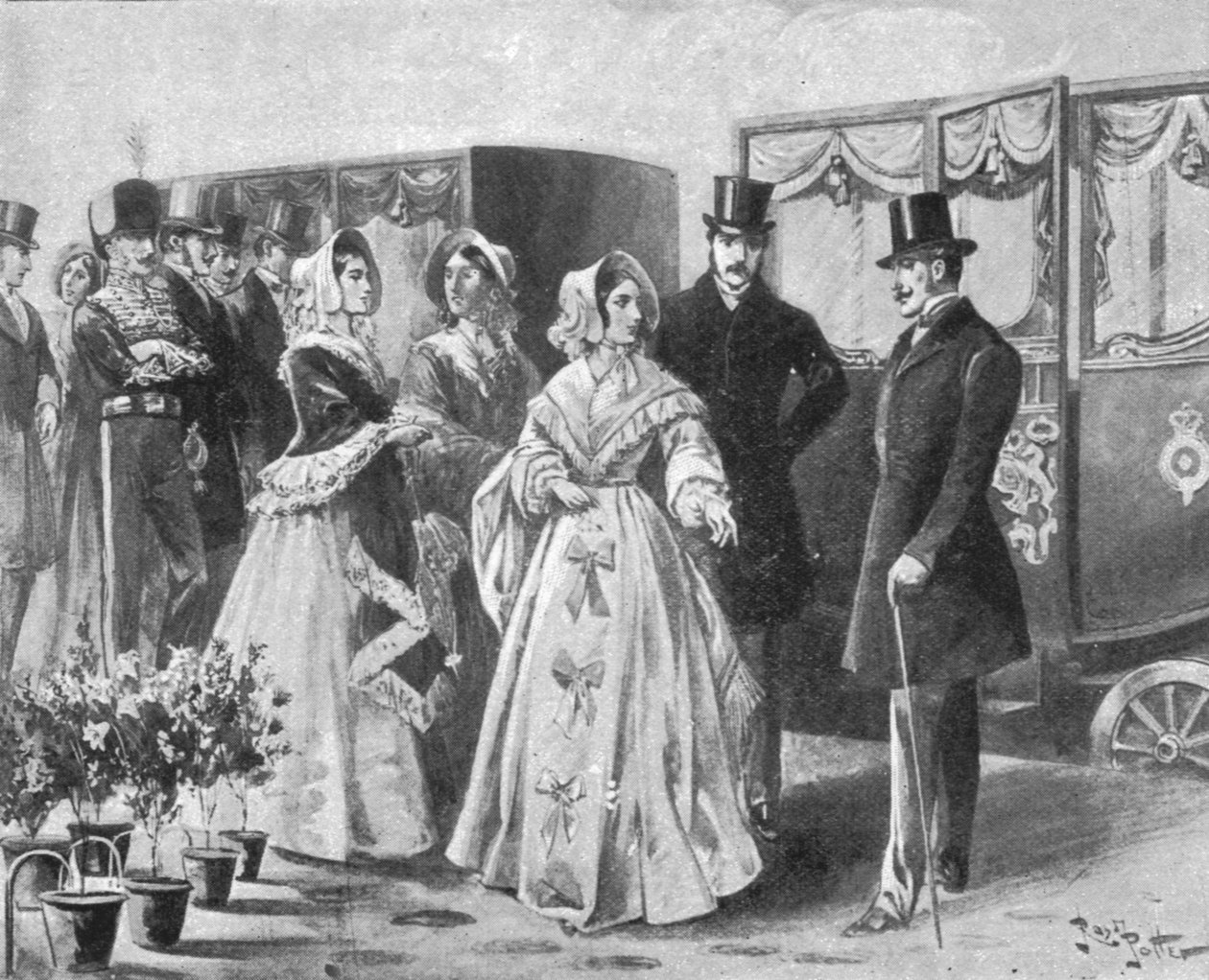 Kuningatar Victorian ensimmäinen junamatka Sloughista Paddingtoniin 13.6.1842, 1901. tekijältä Unbekannt