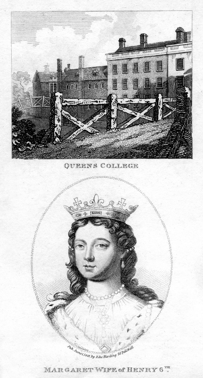 Queens College, Cambridge ja Margaret of Anjou, Henry VI:n kuningatar puoliso, 1801 tekijältä Unbekannt