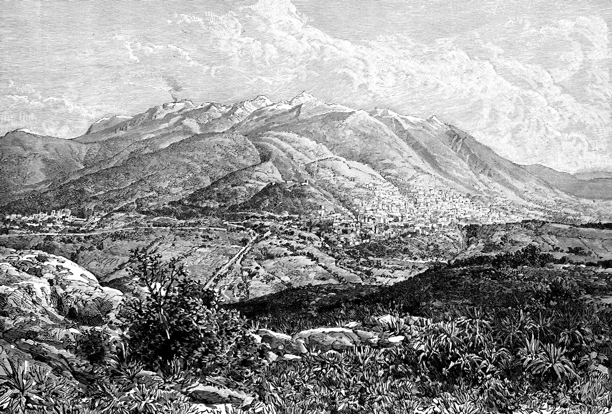 Quito ja Mount Pichincha, Ecuador, 1895 tekijältä Unbekannt