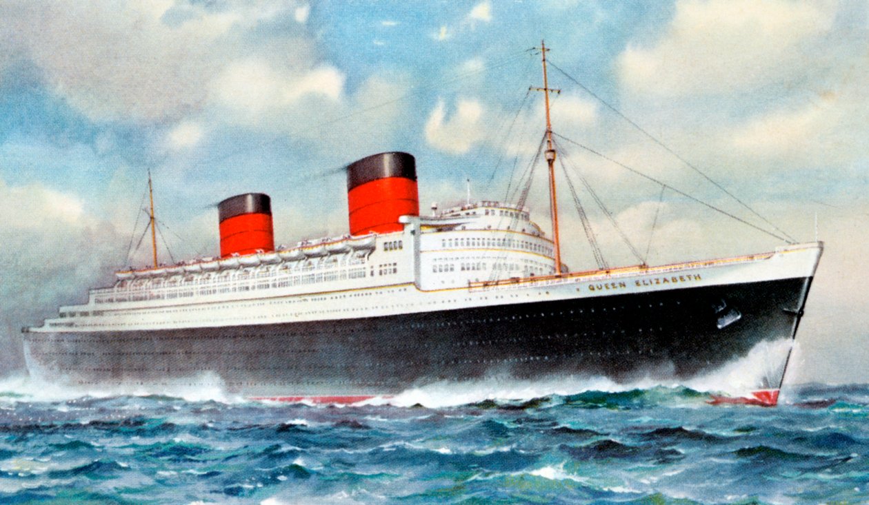 RMS Queen Elizabeth, Cunardin valtamerilaiva, 1900-luku tekijältä Unbekannt