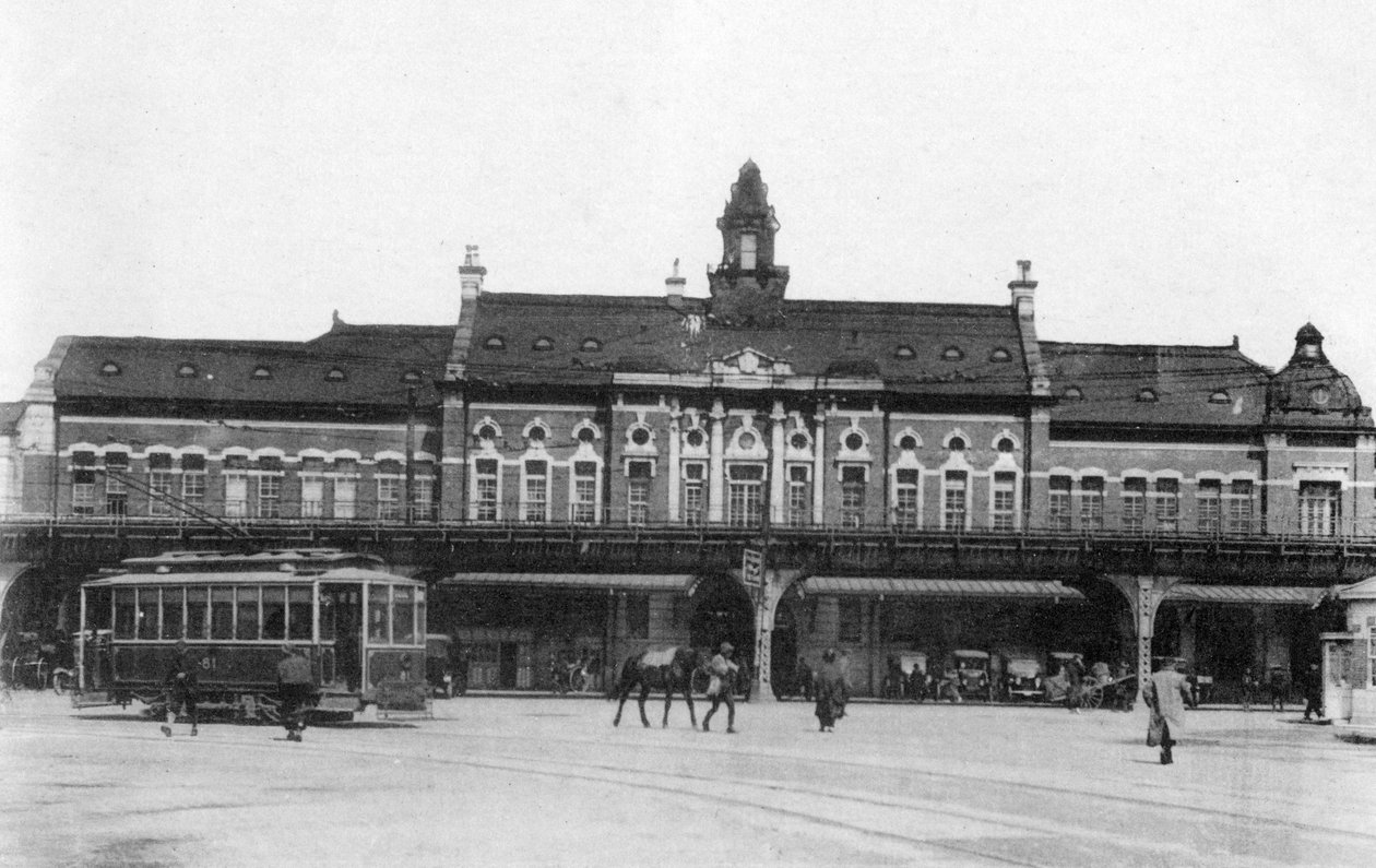 Yokohaman rautatieasema, Japani, 1900-luku tekijältä Unbekannt
