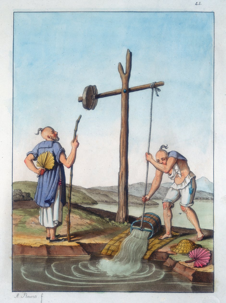 Veden nostaminen shadufin avulla, Kiina, 1825-1835 tekijältä Unbekannt