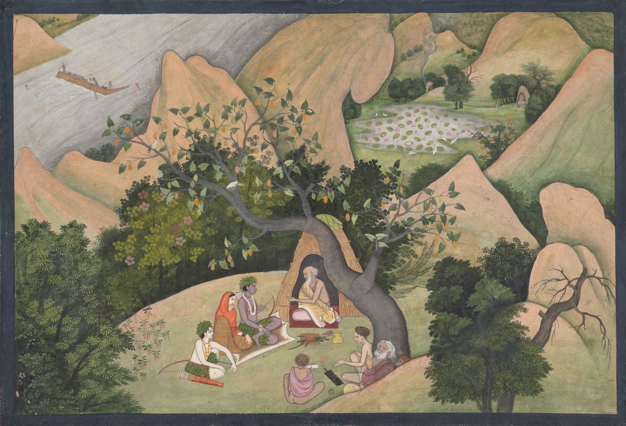 Rama, Sita ja Lakshmana Bharadvajan Eremitaašissa: Kuvitettu folio..., n. 1780. tekijältä Unbekannt