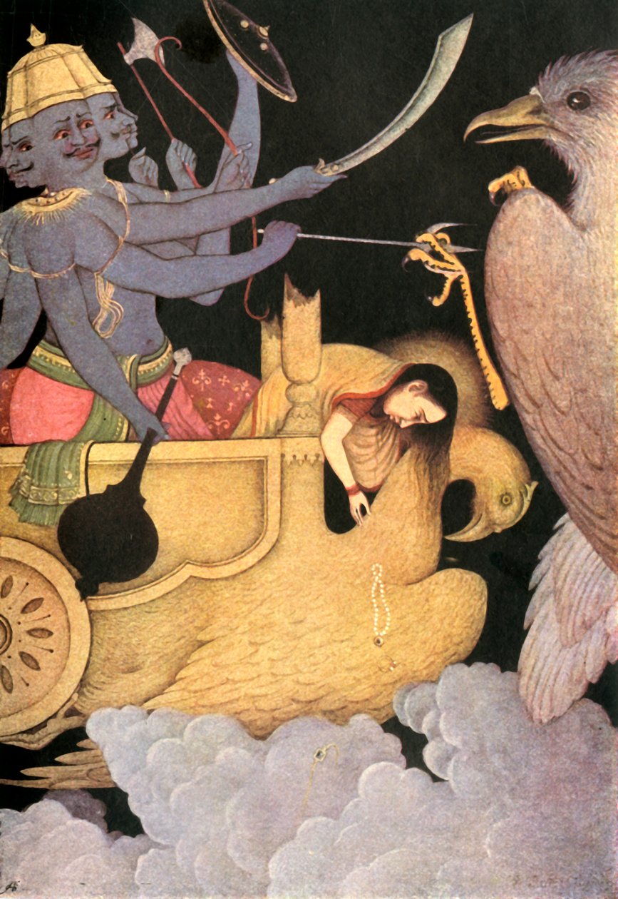 "Ravana Fighting with Jatayu", 1920. tekijältä Unbekannt