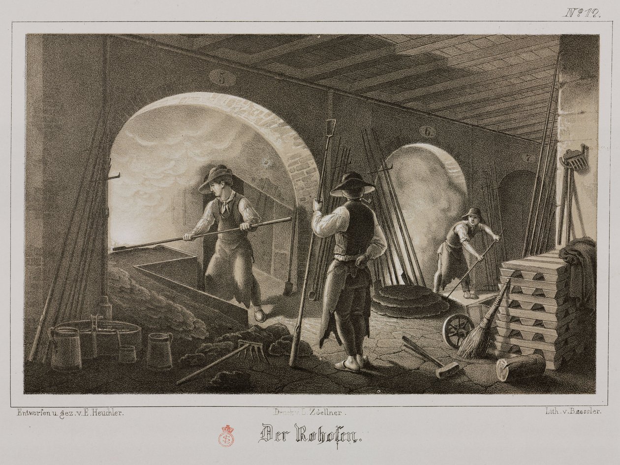 Raaka-aineiden käsittely, metallurgia jalometallin taonta, Saksa, n. 1851 tekijältä Unbekannt