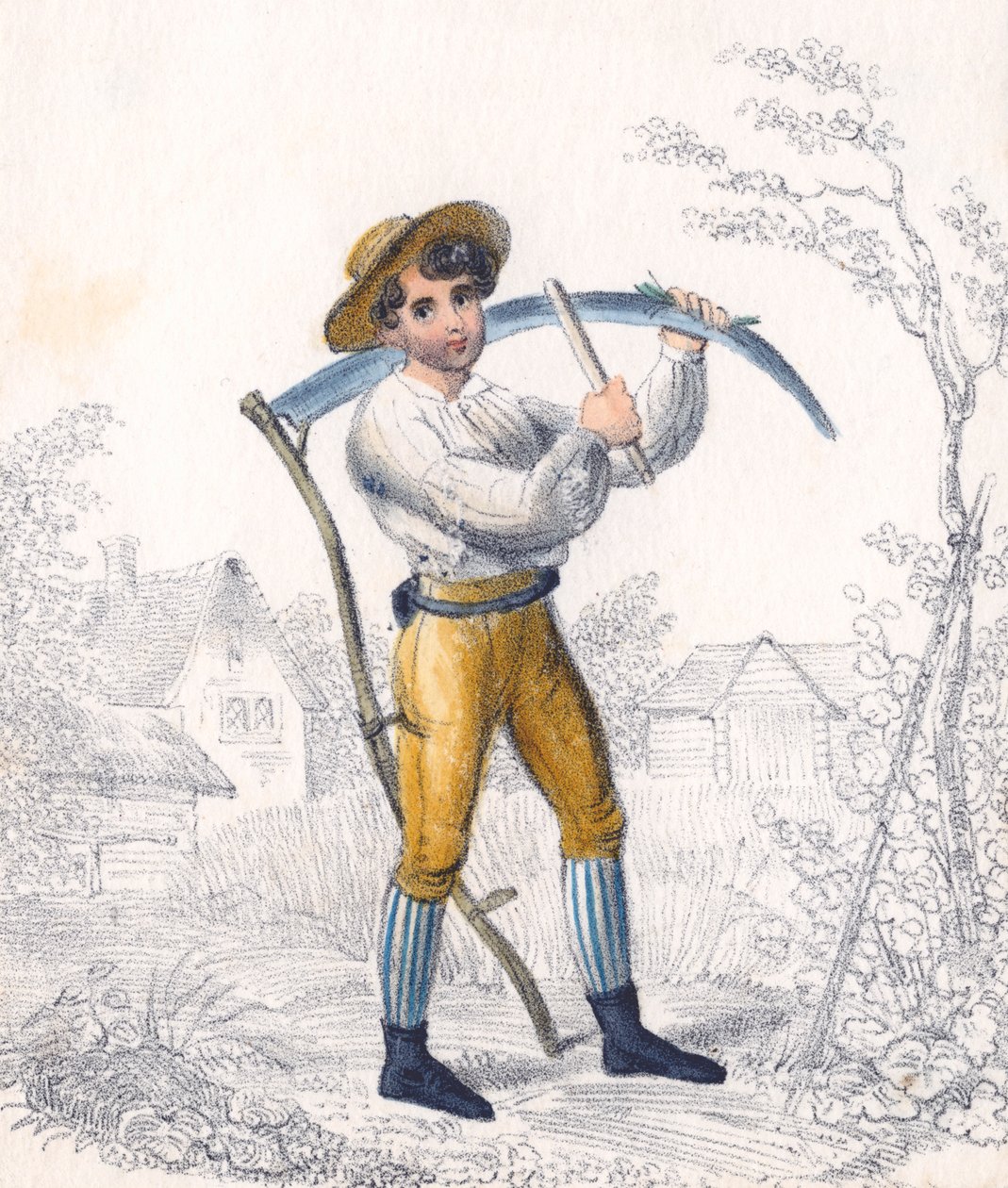 Viikateheinäkivellä teroittaja, 1800-luku tekijältä Unbekannt