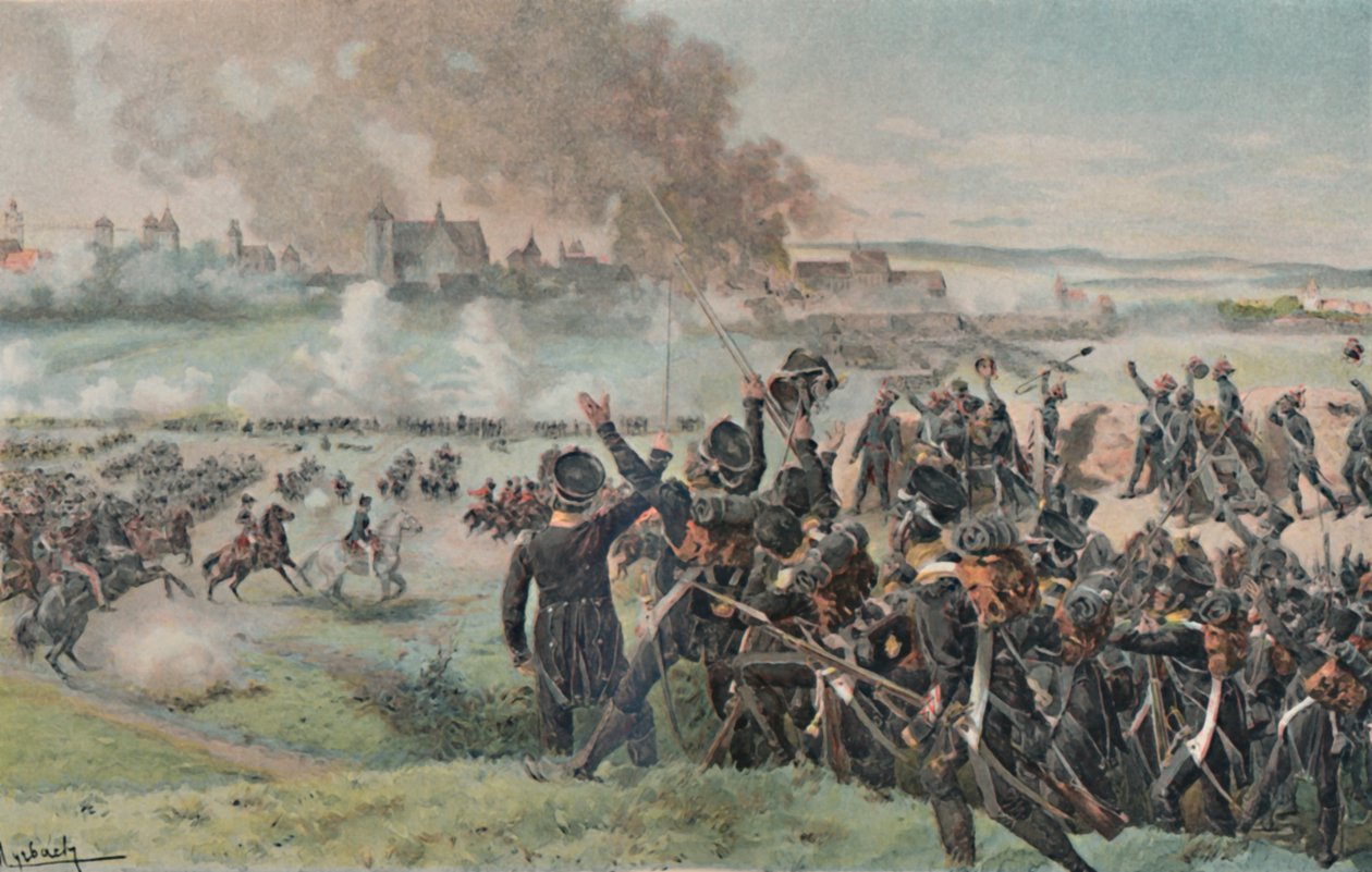 Napoleonin ilmestyminen kentällä ennen Ratisbonia, 1809, 1896. tekijältä Unbekannt