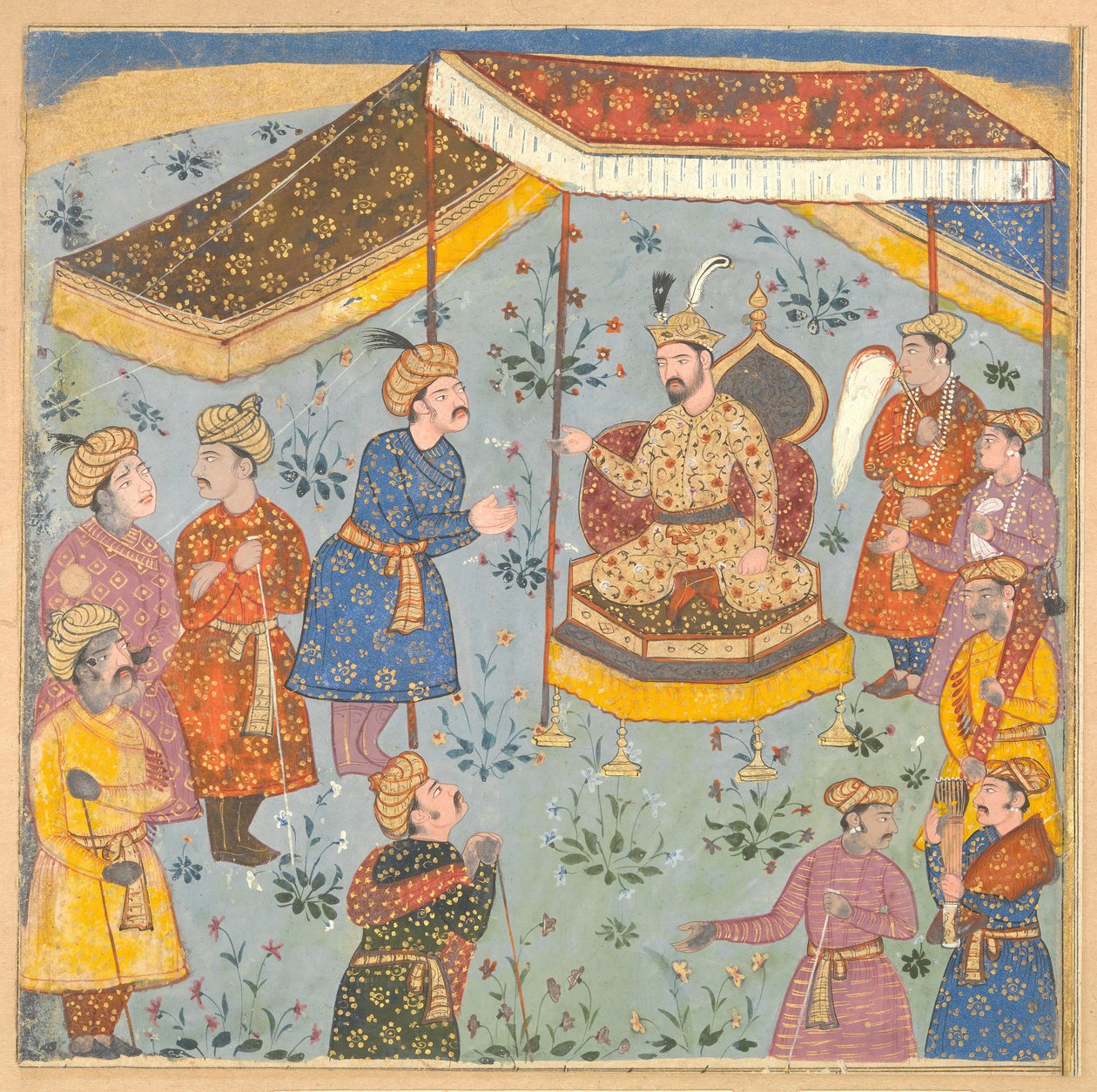 Mughal-prinssin Persian suurlähettilään vastaanotto 1600-luvun alussa. tekijältä Unbekannt