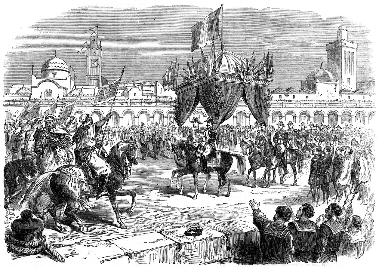 Ranskan keisarin vastaanotto Algerin laiturilla, 1865 tekijältä Unbekannt