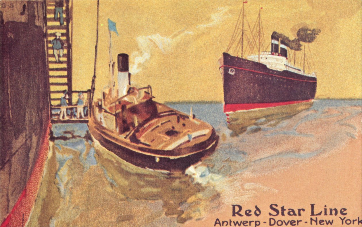Red Star Line -matkustaja-alus ja tarjous, c1900. tekijältä Unbekannt