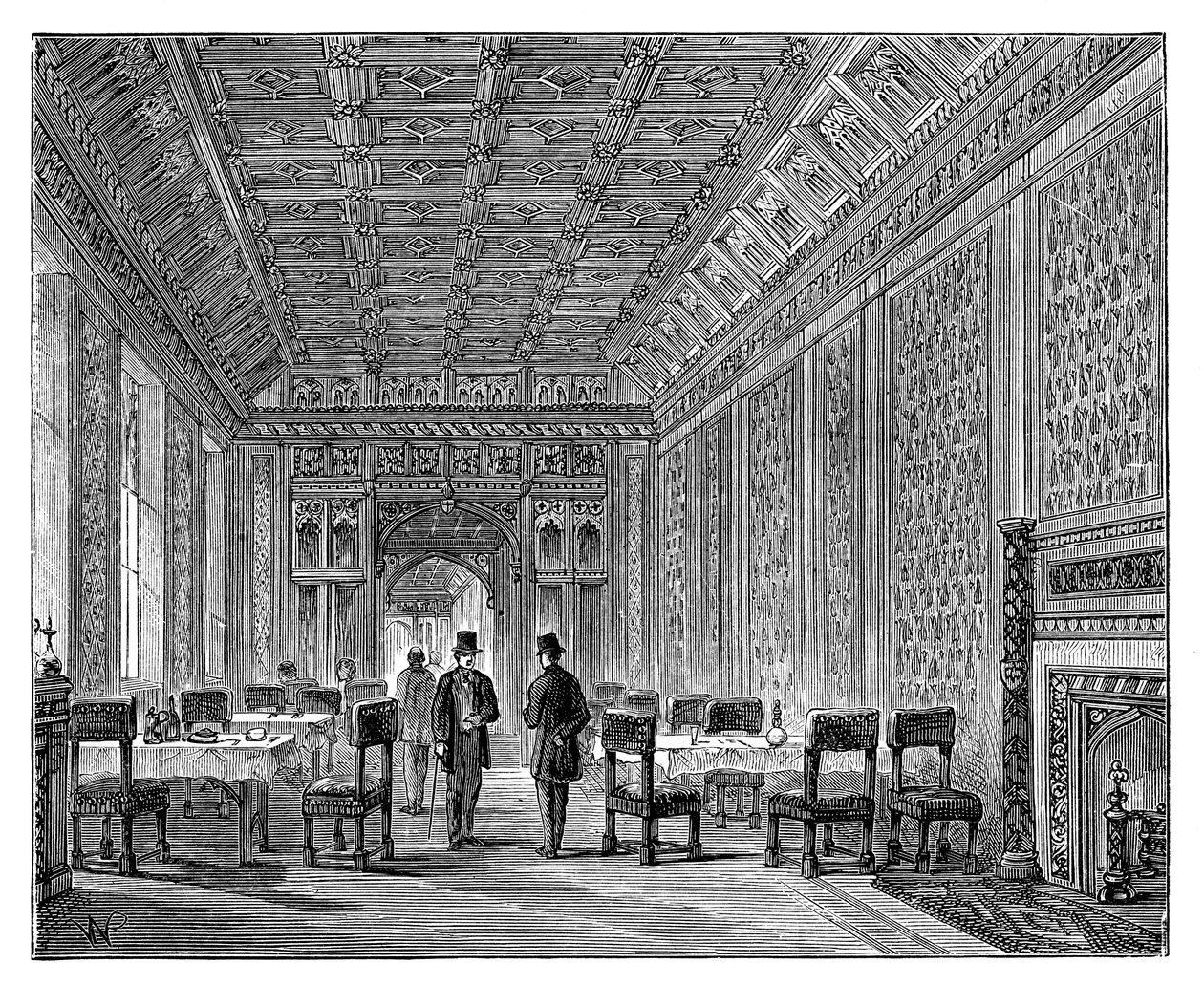 Virkistyshuone, House of Lords, Palace of Westminster, Lontoo, vuosi 1888 tekijältä Unbekannt