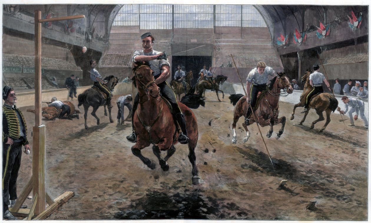 Harjoittelu Royal Military Tournament -turnaukseen Agricultural Hallissa, Islington, Lontoo, 1886 tekijältä Unbekannt