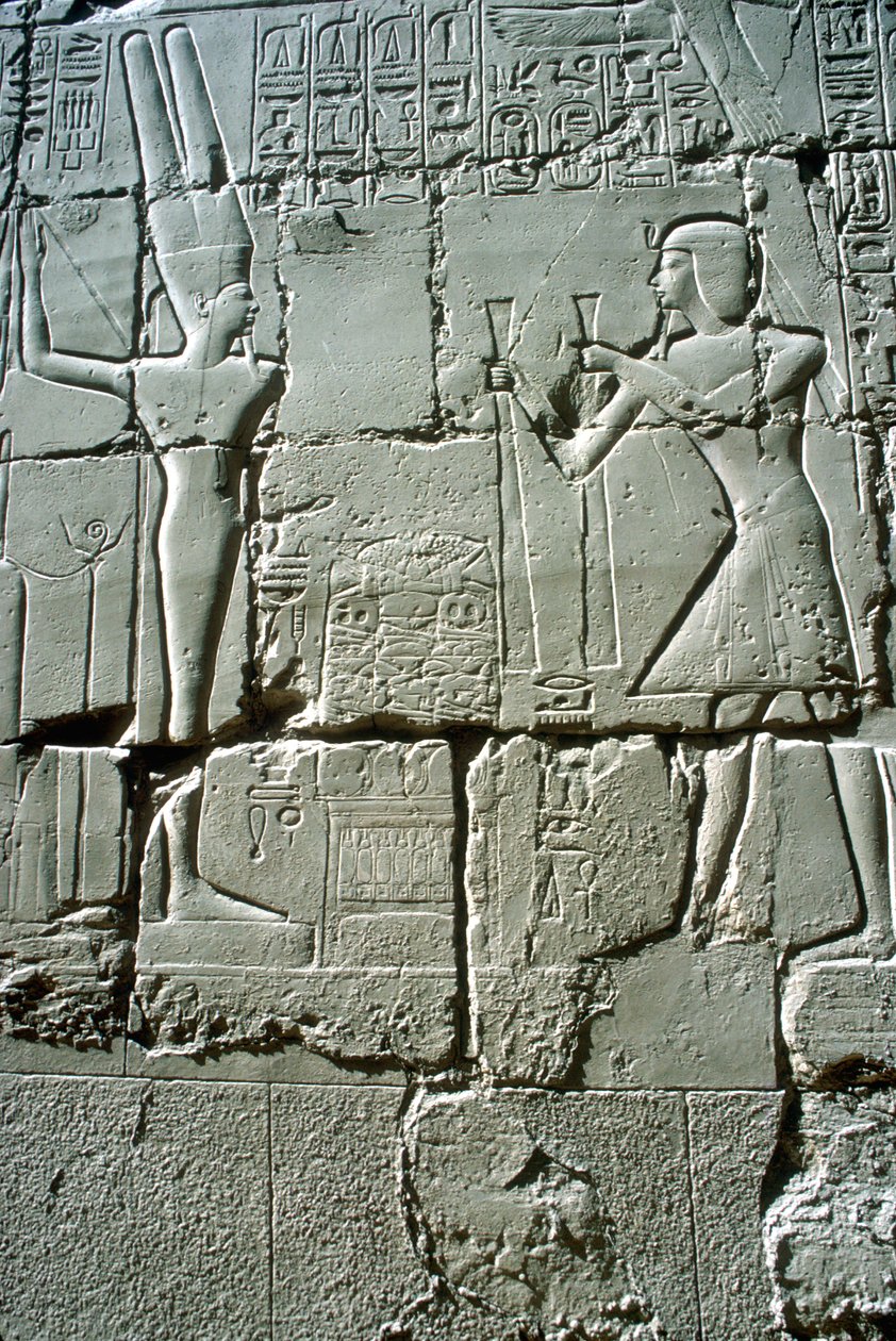Ramses II:n helpotusuhri hedelmällisyysjumala Minille, Amunin temppeli, Karnak, Egypti tekijältä Unbekannt
