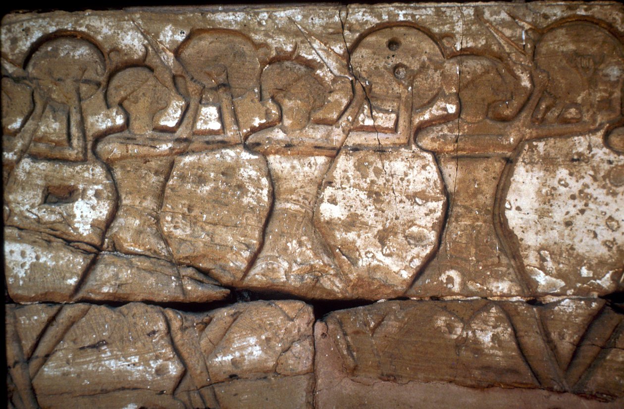 Sotilaiden reljeef, Ramses III:n temppeli, Medinet Habu, Luxor, Egypti, 1100-luku eKr. tekijältä Unbekannt