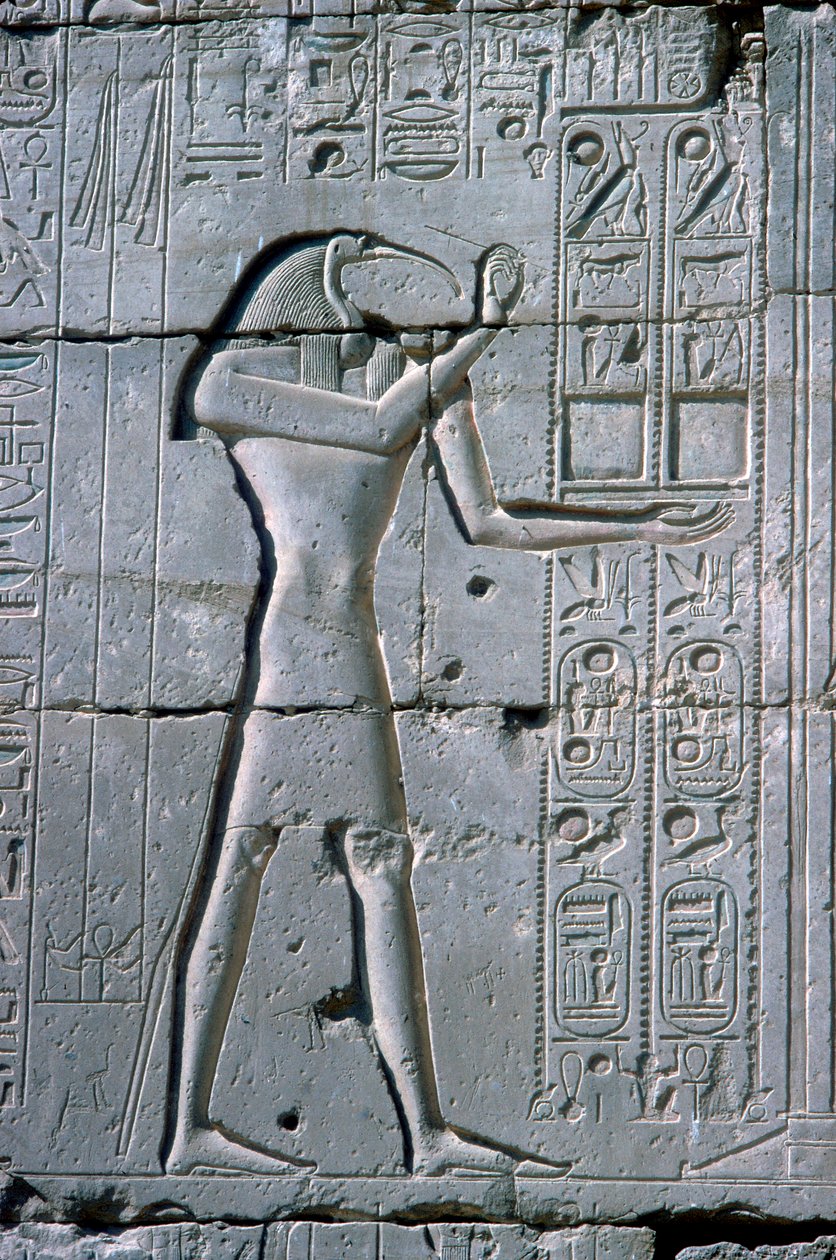 Reliefi esittää Thot, Ramesseum, Ramses II:n temppeli, Luxor, Egypti, n. 1300 eaa. tekijältä Unbekannt