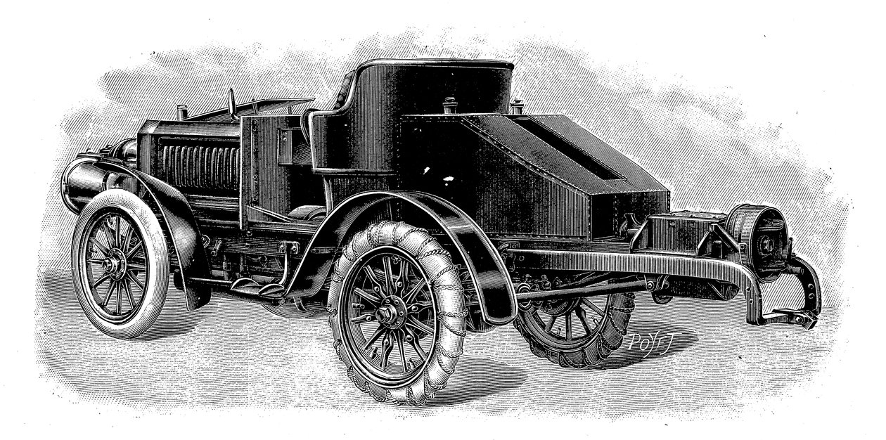 Renards vetoauto, jossa näkyy perävaunujen vetolaite, ranska, 1904 tekijältä Unbekannt