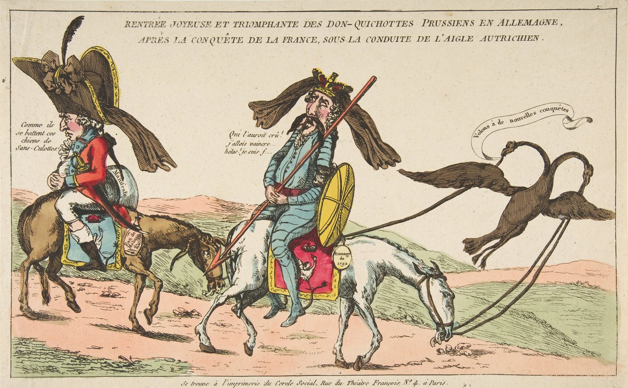 Preussin Don-Quixoottien iloinen ja voitollinen paluu Saksaan valloituksen jälkeen..., n. 1792. tekijältä Unbekannt