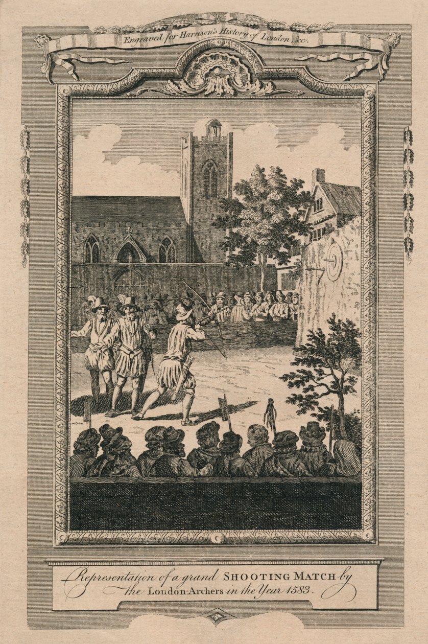 Lontoon jousimiesten suurenmoista ammuntaottelua vuosina 1583, 1775. tekijältä Unbekannt