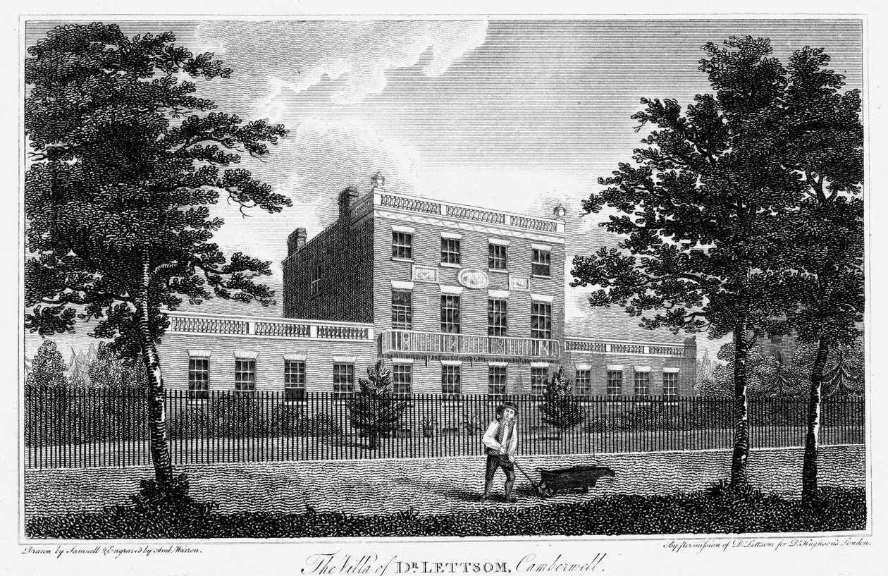 John Coakley Lettsomin asuinpaikka, Camberwell, Lontoo, 1817 tekijältä Unbekannt
