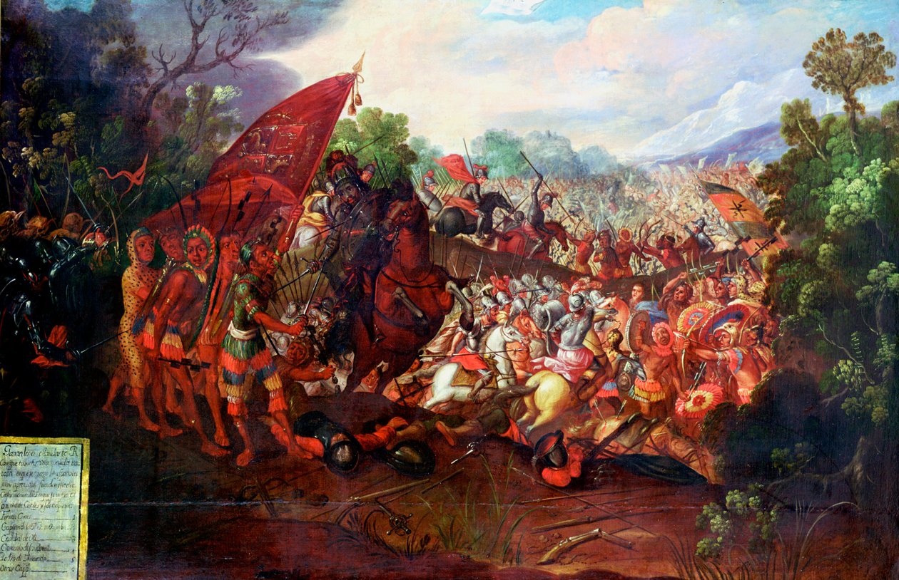 Hernando Cortesin vetäytyminen Tenochtitlanista, Meksikosta, 1520 tekijältä Unbekannt