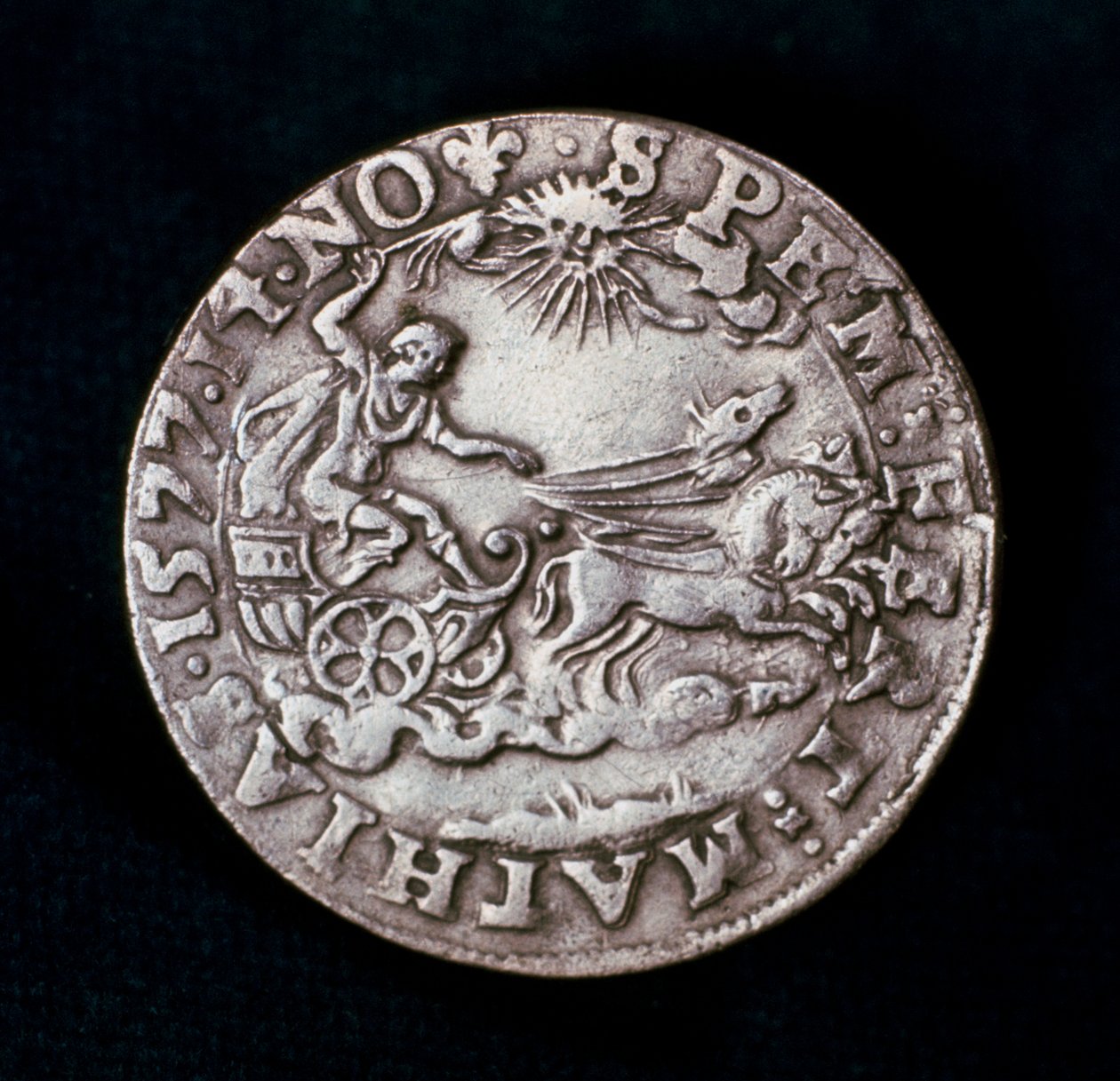Kääntöpuoli vuoden 1577 kirkkaan komeetan muistoksi tekijältä Unbekannt