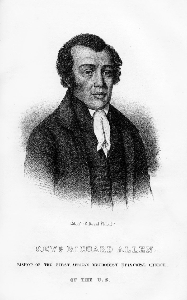 Richard Allen, afrikkalainen amerikkalainen afrikkalaisen metodistien episkopaalikirkon perustaja, 1854 tekijältä Unbekannt