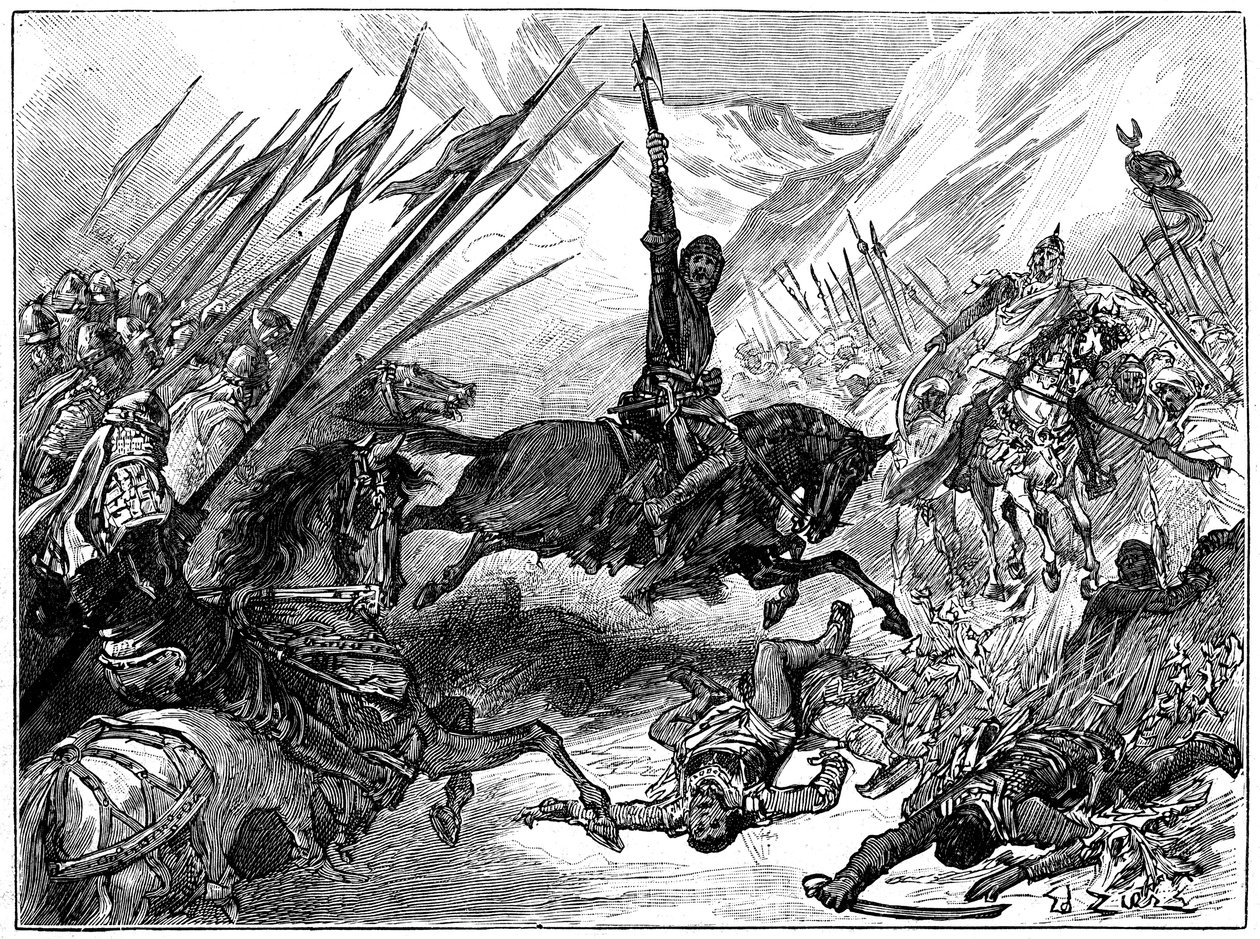 Richard I, Coeur de Lion Arsufin taistelussa, 1191, c1880 tekijältä Unbekannt