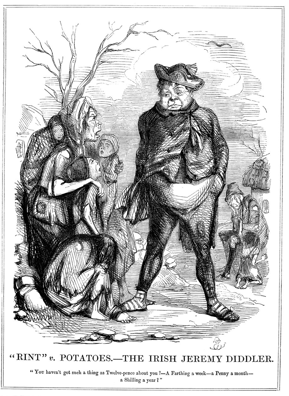 Rint v Potatoes - Irlantilainen Jeremy Diddler, 1845 tekijältä Unbekannt