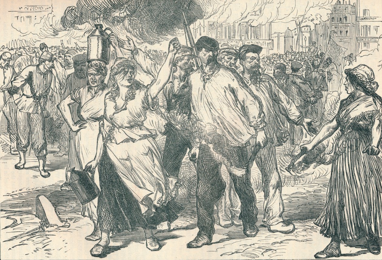 Mellakkaat ja petrolajat ampuivat julkisia rakennuksia Pariisissa Pariisin kommuunin aikana, 1871 1906 tekijältä Unbekannt