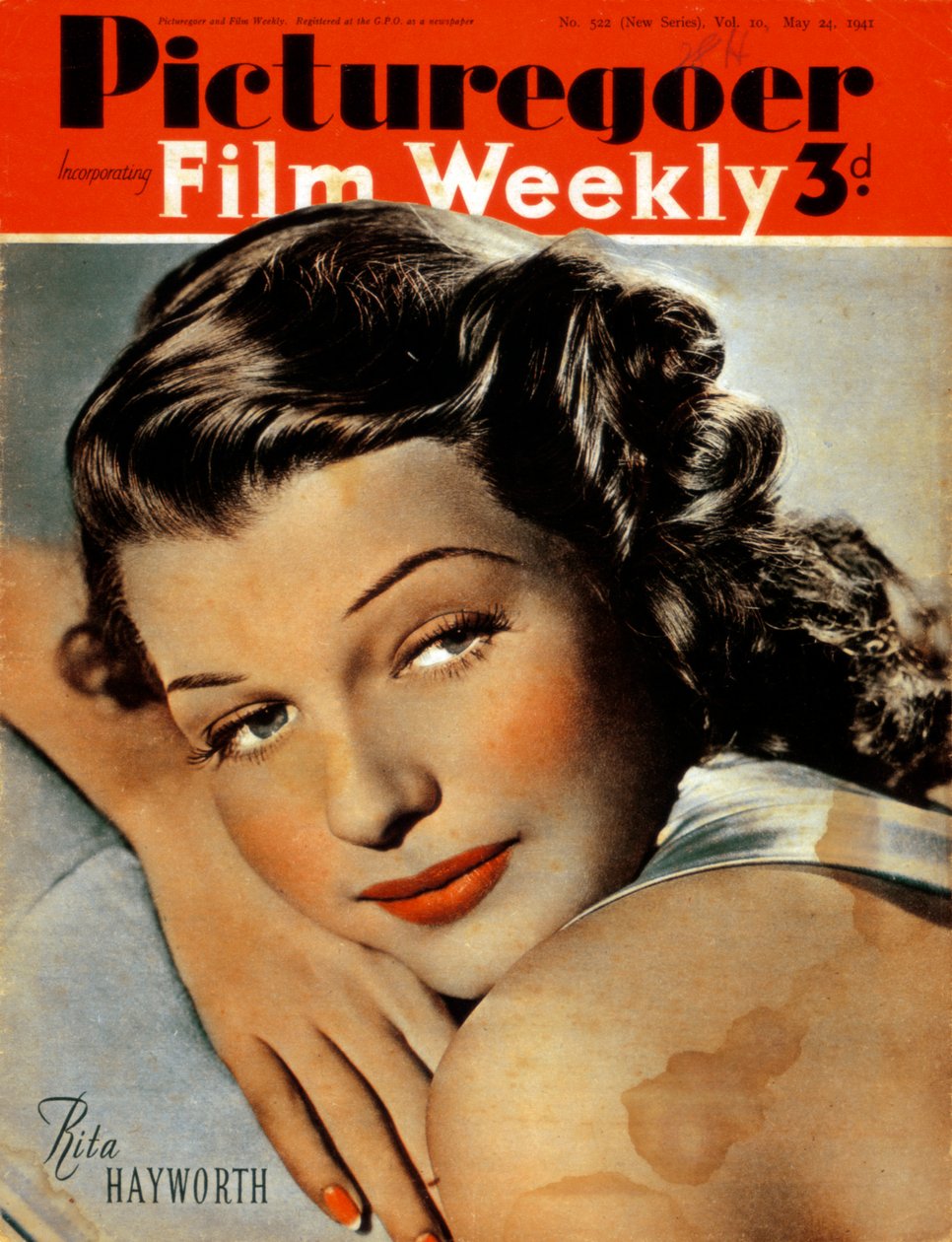 Rita Hayworth 1918-1987, yhdysvaltalainen näyttelijä, 1941 tekijältä Unbekannt