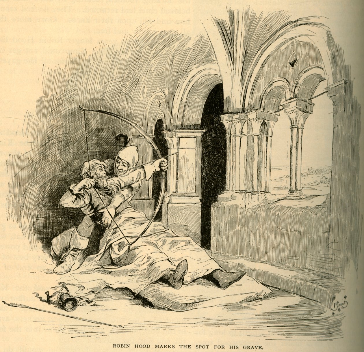 Robin Hood merkitsee paikan haudalleen, 1883. tekijältä Unbekannt