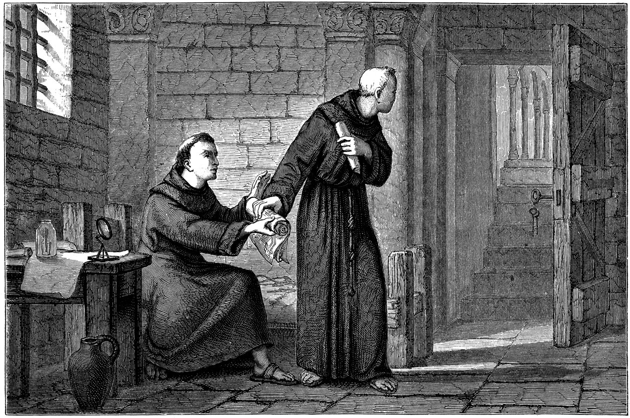 Roger Bacon, englantilainen kokeellinen tiedemies, filosofi ja fransiskaanilitari tekijältä Unbekannt
