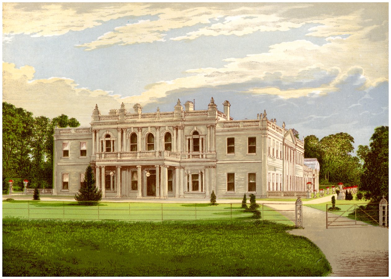 Rolleston Hall, Staffordshire, Baronet Mosleyn koti, vuodelta 1880 tekijältä Unbekannt