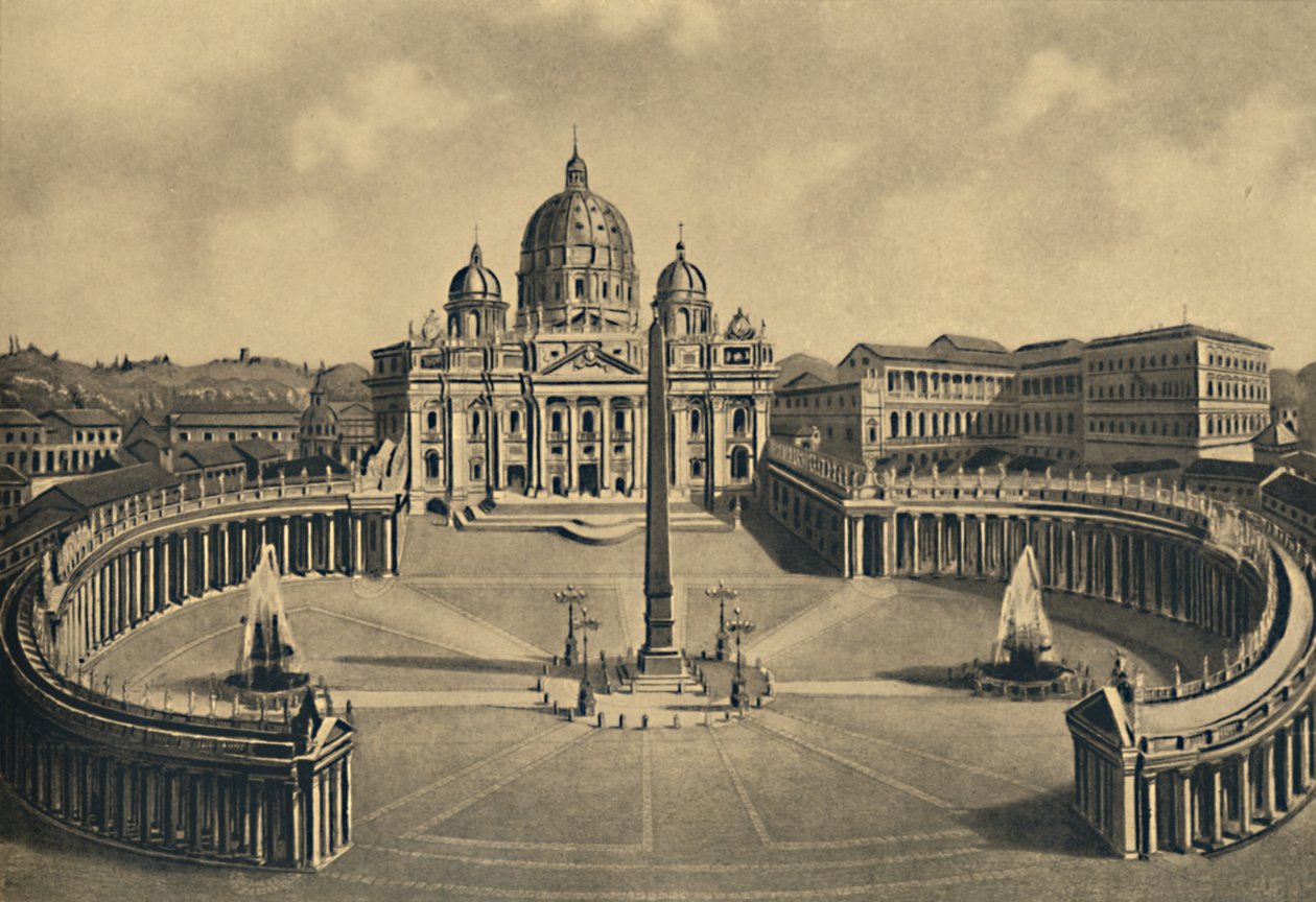 Roma - Basilika ja Pyhän Pietarin aukio. Vatikaanin palatsi, 1910 tekijältä Unbekannt