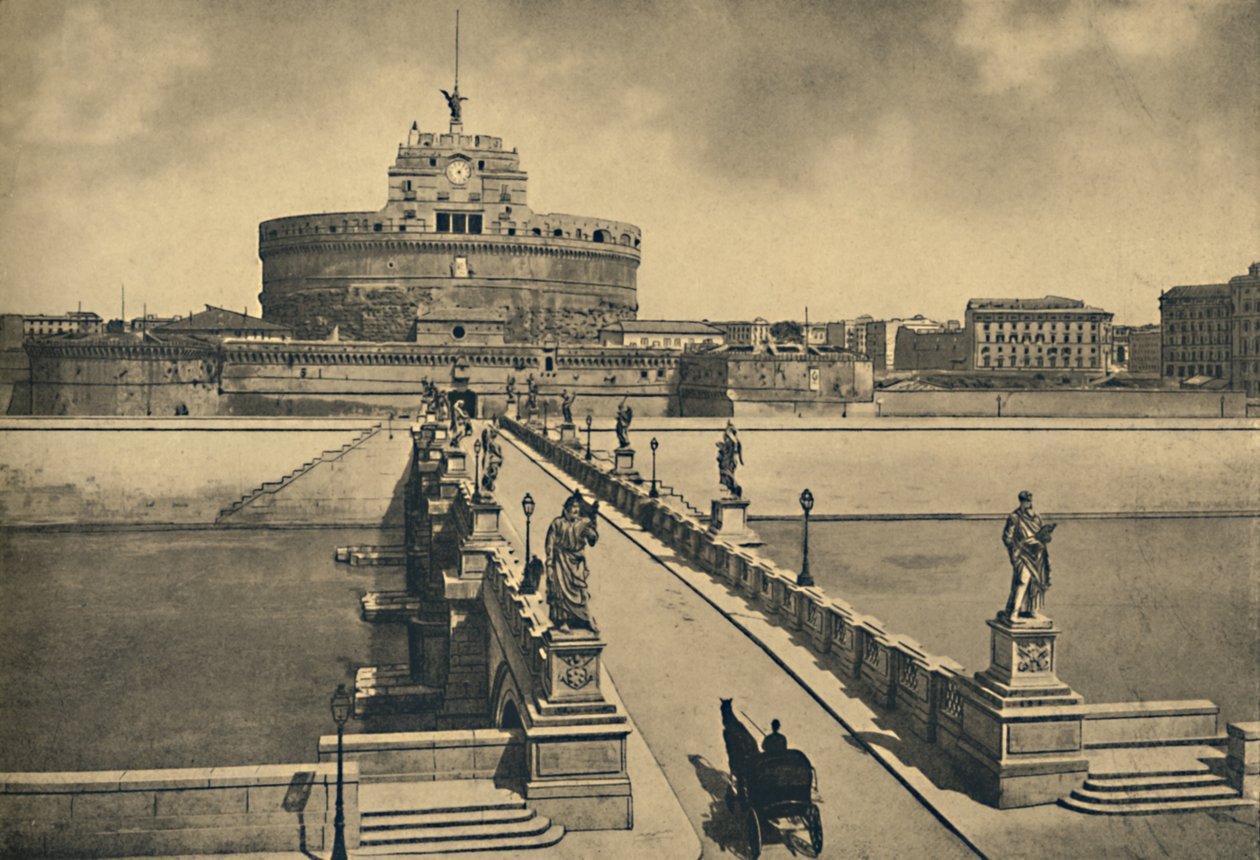 Roma - St. Angelon silta ja linna, 1910 tekijältä Unbekannt