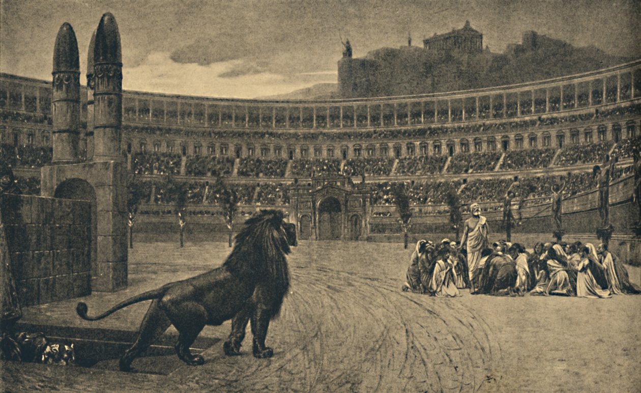 Roma - Circus Maximus - Villieläimille heitettyjen kristittyjen viimeinen rukous, 1910 tekijältä Unbekannt