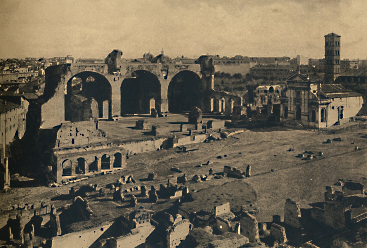 Roma - Forum Romanum - Maxentiuksen basilika ja S. Francesca Romanan kirkko, 1910 tekijältä Unbekannt